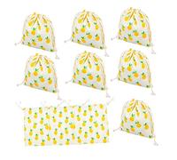 HOUDERCO 10Pcs Drawstring Packaging Bags Durable Cotton Linen Candy Bags with Elegant Design for Treats and Party Favors Pineapple Small
