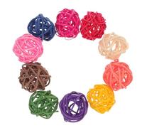 HOUDERCO 10pcs Natural Vine Parrot Chew for Small Animals, Bird Cage Hanging Ornament that Promotes Clean and Healthy Teeth, Sturdy Rattan Ball for Small Bird and Parrot Play Random Color