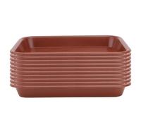 HOUDERCO 10pcs Plastic Plant Pot Base Plates, Oblong Flower Pot Trays, Sturdy and Prevent Soil Spills, Suitable for Planting on Household Surfaces, Red Colour