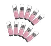 HOUDERCO 10pcs Silicone Lip Brush Applicators round Gel Heads and Protective Covers, Portable Pink Makeup Brushes for Professional Use and Travel, Keeps out Contaminants for Lip Gloss