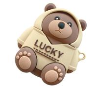 HOUDERCO 1pc Lovely Bear Pattern Silicone Earphone Protective Case for Wireless Earbuds Cover with Charging and Hanging Hook Shockproof Accessory for Earphone Protection