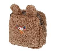 HOUDERCO 1pc Plush Sanitary Napkin Holder Bag Cute Embroidery Cartoon Makeup Organizer for Period Products Keys and Cosmetics Travel Storage for Women and Teens