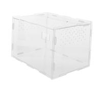 HOUDERCO 1Pc Transparent Acrylic Reptile Feeding Container Lightweight Terrarium for Tortoise Lizard and Spider Portable Pet Supply with Ventilation and Safety Lock