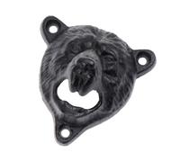 HOUDERCO 1pcs Black Cast Iron Bear Head Shape Bottle Opener Wall Mounted Sturdy Easy to Mount Beer Bottle Opener for Kitchen Bar or Home Use