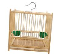 HOUDERCO 1set Bamboo Bird Cage for Birds Parrot Cage Two Feeding Cups Spacious Design for Finch Canary and Budgie Care