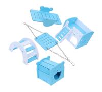 HOUDERCO 1Set Hamster Nest Villa Plaything for Pets Includes Sleeping Nest Arc Bridge Swing for Fun Exercise