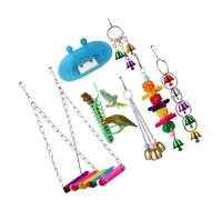 HOUDERCO 1Set Parrot Swing Hanging Stainless Steel Buckle Bell Pendant for Caged Birds Garden Play Engaging Molar Chewing Accessories for Parrots