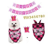 HOUDERCO 1set Pet Birthday Outfit Dog Birthday Hat Bandana for Small Dogs Cats and Safe Thoughtful Design Great Present Option for Pet Owners