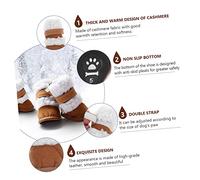HOUDERCO 2 Pairs Pet Winter Boots Non Slip Short Dog Shoes with Tough Sole for Outdoor Indoor Use Casual Easy to Wear Paw Protection Footwear Khaki