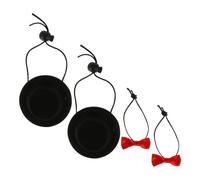HOUDERCO 2 Sets of Adjustable Polyester Bunny Hats with Bow Ties for Small Animals like Guinea Pig and Chinchilla, Stylish and Easy to Put and Take, Holiday Costume Accessories