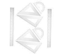 HOUDERCO 2 Sets Transparent Geometry Ruler Set Professional Drafting Triangle Ruler and Protractor for Students Engineers Architects Art Design Office Use