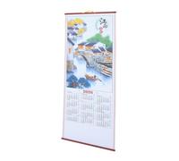HOUDERCO 2026 Chinese Lunar Wall Calendar Imitation Rattan Zodiac Horse Hanging Scroll High Definition Print Monthly Home Office Decoration