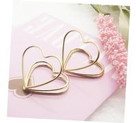 HOUDERCO 20pcs Metal Double Layer Love Heart Memo Clips Business Card Holders Reusable Metal Note and Photo Stands Small Decorative Clips for Table Numbers and Place Cards Golden