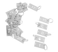 HOUDERCO 20pcs Stainless Steel Metal Number Tags with Rings, Hollowed Rectangle Keychain Number Labels for Large Warehouses and Factory Production Lines, Secure Placement Pendant Style