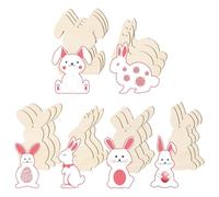 HOUDERCO 24pcs Easter Bunny Unfinished Cutouts Wooden Hanging Ornaments Lightweight DIY Synthetic Material Assorted Colour for Graffiti and Craft Projects