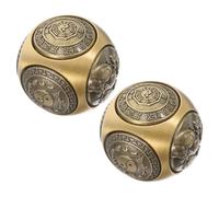 HOUDERCO 2pcs 36mm Six-Sided Relief Brass Hand Exercise Balls for Massage Stress Relief Chinese Baoding Fitness Balls for Hand Therapy and Arthritis Small Metal Squeeze for Adults