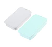 HOUDERCO 2pcs Bird Training Feeder Food Box Sliding Lid Metal Bird Snack Container Set in Silver and Peacock Green and Parrots