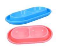 HOUDERCO 2pcs Cat Feeding Bowls with Ant Barrier Moat Dual Pet Feeder Dish for Wet Food and Water Stable Non Slip Base for Indoor Outdoor Use Easy to and Pink Bowls for Cats