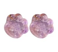 HOUDERCO 2pcs Cat Paw Crystal Figurines in Purple Amethyst Hand-carved Decorative Cat Statues for Desk Decor and Collection, Cute and Versatile Animal Ornaments