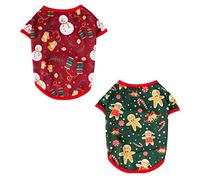 HOUDERCO 2pcs Christmas Pet Costume for Dogs Snowman Gingerbread Man Outfit for Dogs and Puppies Soft Comfortable Pet Garment for Holiday Parties and Festive Fun