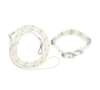 HOUDERCO 2pcs Dog Pearl Collar and Leash Set Breakaway Collar for Hunter Puppy Training Pet Dog Pearls Neckwear Leash