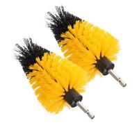 HOUDERCO 2Pcs Drill Brush Attachment Yellow Tapered Ball Cleaning Brush Heads for Power Drill Stiff Bristles for Bathroom Bathtub Sink Scrubbing and Reach Area Cleaning