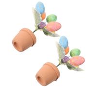 HOUDERCO 2pcs Easter Egg Bonsai Ornaments with Delicate Details, Plastic and Foam Material, Colourful Decorative Eggs for Home and Yard Easter Decorations