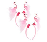HOUDERCO 2pcs Flamingo Headbands for Tropical Hawaiian Accessories for Women Cute Luau Decorations for Beach Carnivals and Travel