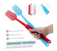HOUDERCO 2pcs Giant Toothbrush Props Large Oversized Prank Party Supplies for Photo Booths Social Media Fun Birthday Decorations with Red and Blue