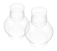 HOUDERCO 2pcs Glass Lamp Chimney Replacement for Kerosene Lanterns, 6 1/4 Inch Tall Round Vintage Oil Lamp Shades, Windproof and Secure Fit for Home Decor and Retro-Themed Settings