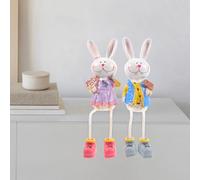 HOUDERCO 2Pcs Hanging Leg Bunny Figurines Small Rabbit Ornaments Tabletop Decor Creative Resin Animal Statues for Home Centerpiece Random Style Random Color