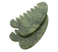 HOUDERCO 2pcs Jade Scalp Massage Combs Lightweight Facial Hair Tools for Meridian Massage and Skin Exfoliation Ergonomic Green Gua Sha Scraping Tools for Enhanced Skincare Absorption and
