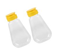 HOUDERCO 2pcs Leakproof Condiment Squeeze Bottles Honey Squeeze Bottles Refillable Plastic Dispensers for Ketchup Mustard Salad Dressing Syrup Storage with Ergonomic Grip for Kitchen Use