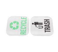 HOUDERCO 2pcs Magnetic Trash and Recycle Signs for Waste Bins, Reusable Stainless Steel Waste Sorting Stickers with Silver Magnet, Wipeable Recycle Sticker for Outdoor and Office Use