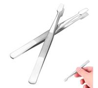 HOUDERCO 2pcs Nickel Plated Steel Tweezers Set for Stamps and Beads, Precision Hand Tool for Picking up Delicate Objects, for Stamp Collectors and Craft Use