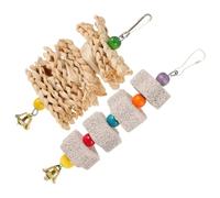 HOUDERCO 2Pcs Parrot Chewing with Bell Durable Bird Grinding Blocks for Care Supplement for Cockatiels Budgies and Other Pet Birds