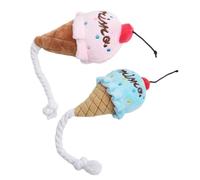 HOUDERCO 2pcs Pet Plush Squeaky Toy Adorable Ice Cream Cone Design Interactive Chew Toys for Dogs and Soft Blue Pink Colors for Puppies