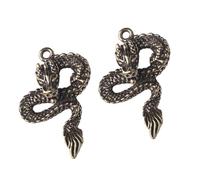 HOUDERCO 2pcs Small Brass Dragon DIY Pendant Keychain Decor for Bags and Craft Projects, Unique Golden Brass Year the Dragon Charms, Creative and Delicate Adornments