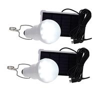 HOUDERCO 2pcs Solar Camping Lights Portable LED Rechargeable Bulbs Eco Friendly Durable Material Bright Outdoor Lanterns for Hiking Emergency Tent Use