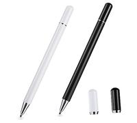 HOUDERCO 2Pcs Stylus Tablet Pens for Touch Screen Quiet Writing High Sensitivity Stainless Steel and Silicone Tip Capacitive Touch Screen Stylus for Playing Games and Browsing Web Page