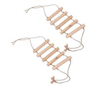 HOUDERCO 2pcs Wooden Parrot Climbing Ladder Swing Biting with Hemp Rope for Birds, Easy to Hang, Develops Balance and Coordination, for Home Pet Supplies