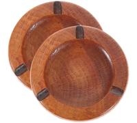 HOUDERCO 2pcs Wooden round Ashtrays with Fine Craftsmanship and Large Internal Space, Retro Vintage Style Desktop Ashtray Set for Home or Office Use Color Color