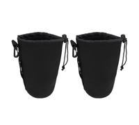 HOUDERCO 2Pcs XL Neoprene Camera Lens Pouches with Drawstring Closure, Shockproof Flexible Protective Bags for DSLR Camera Lenses, Suitable for Travel and Photography Accessories