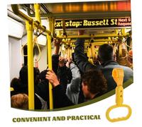 HOUDERCO 2pcs Yellow Oval Subway Handle Rings Replacement Bus Handle Straps for Trashcan Lid Pull Car Assist Support Easy Install