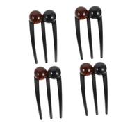 HOUDERCO 3 Prong Hair Fork Ancient Style Hairpin 4pcs Vintage Green Round Bead Accents for All Hair Types