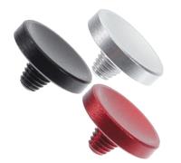 HOUDERCO 3Pcs Aluminum Alloy Camera Soft Shutter Release Buttons Concave Replacement Set with Silver, Black, and Red for DSLR Cameras Photography Accessories