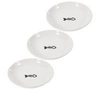 HOUDERCO 3pcs Ceramic Cat Bowl Elevated Feeder Wide Cat Food and Water Bowl Nonslip Silicone Base