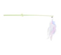 HOUDERCO 3pcs Interactive Cat Teaser Wand with Cute Cartoon Cactus Handle, Feather and Bell for Self-entertainment and Physical Activity in Cats