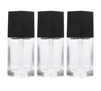 HOUDERCO 3pcs Square Glass Empty Refillable Liquid Foundation Bottles with Black Pump for Travel Toiletry Lotion Shampoo Body Wash Portable Containers
