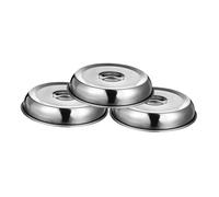 HOUDERCO 3pcs Stainless Steel Dome Food Covers with Handles Steak Serving Lids for Melting Cheese Keeping Warm and Protecting Food at Home